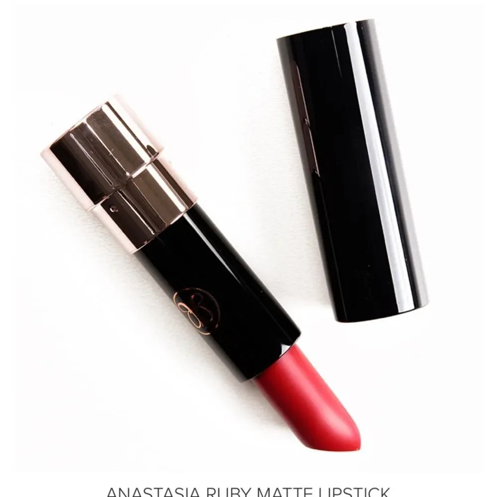 Anastasia Beverly Hills Matte Lipstick Ruby Red Full Size Discontinued Swatched